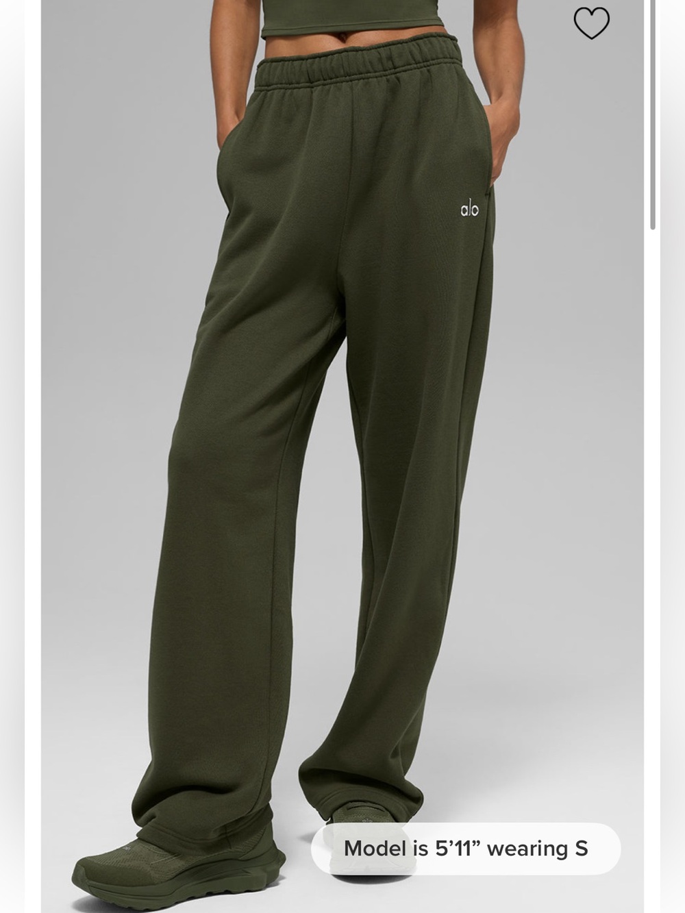ALO Accolade Straight Leg Sweatpants Green Olive